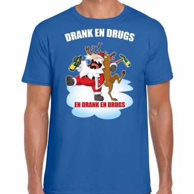 Blauw kerstrui/ kerstkleding drank drugs heren