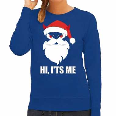 Blauwe kersttrui / kerstkleding hi its me dames duivels kerstmannetje