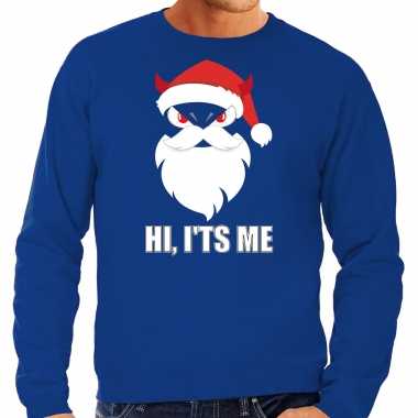 Blauwe kersttrui / kerstkleding hi its me heren duivels kerstmannetje