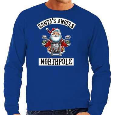 Blauwe kersttrui / kerstkleding santas angels northpole heren grote maten