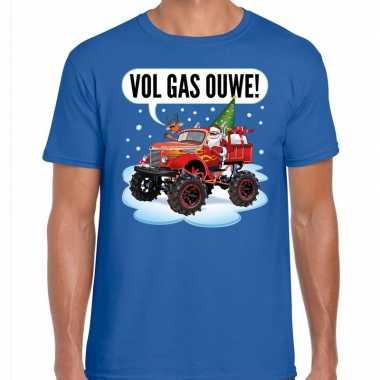 Fout kerstborrel t trui / kersttrui monstertruck santa blauw heren