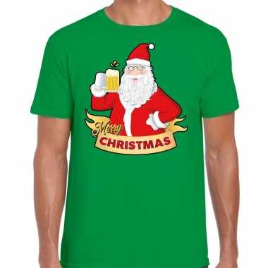 Fout kerstborrel trui / kersttrui santa cheers / bier groen heren