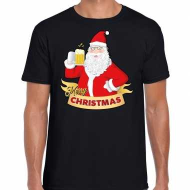 Fout kerstborrel trui / kersttrui santa cheers / bier zwart heren