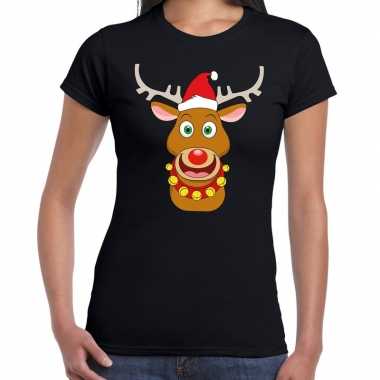 Fout kerstmis trui zwart kerstman rudolf dames