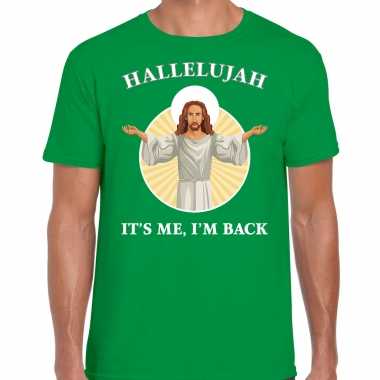 Groen kerstrui / kerstkleding hallelujah its me im back heren
