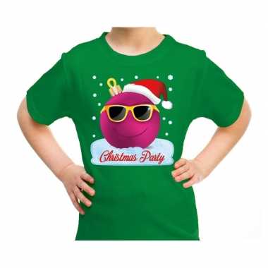 Groen t trui / kerstkleding coole blauwe kerstbal christmas party kinderen