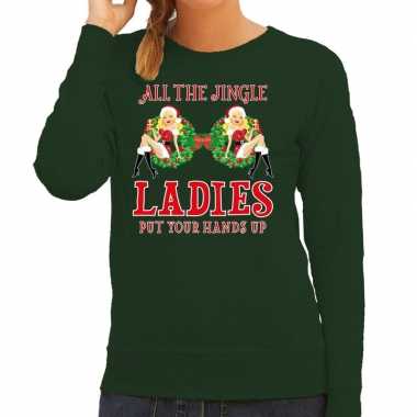 Groene kersttrui / kerstkleding all the single ladies / jingle ladies dames