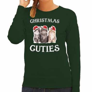 Groene kersttrui / kerstkleding christmas cuties dames