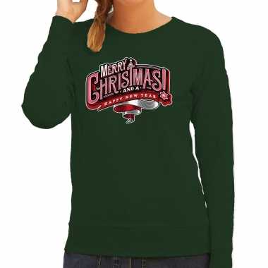 Groene kersttrui / kerstkleding merry christmas dames