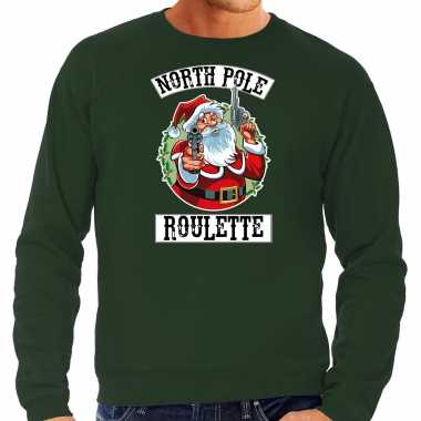 Groene kersttrui / kerstkleding northpole roulette heren grote maten