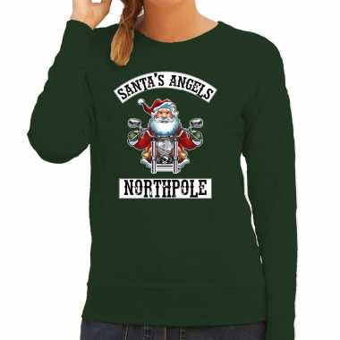 Groene kersttrui / kerstkleding santas angels northpole dames