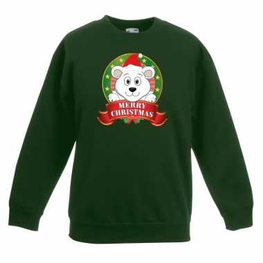 Kersttrui ijsbeer groen jongens meisjes