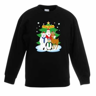 Kersttrui kerstman vrienden kerstboom zwart jongens meisjes