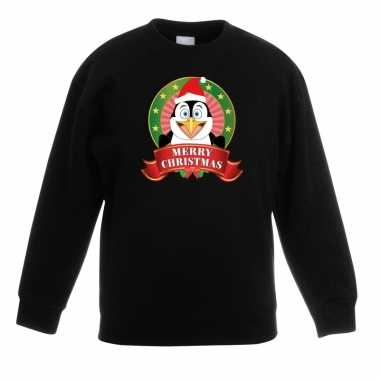 Kersttrui pinguin zwart jongens meisjes