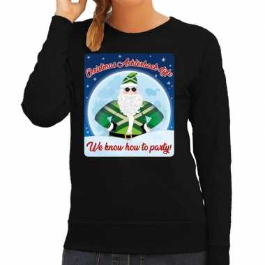 Lelijke achterhoek kerstborrel trui / kersttrui christmas achterhoek style zwart dames