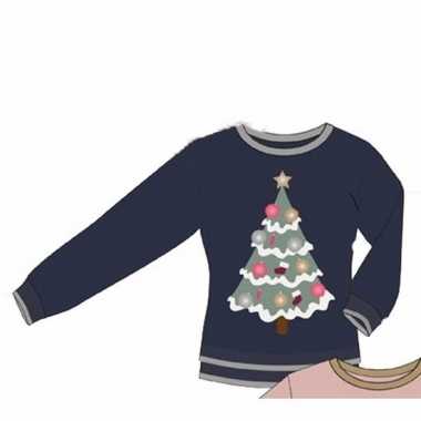 Lelijke blauwe dames kersttrui kerstboom