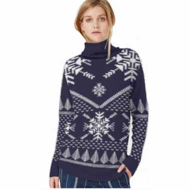 Lelijke dames kersttrui navy/wit