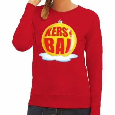 Lelijke feest kerst sweater gele kerstbal rode sweater dames