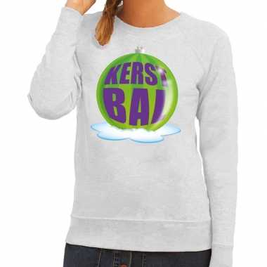Lelijke feest kerst sweater groene kerstbal grijze sweater dames