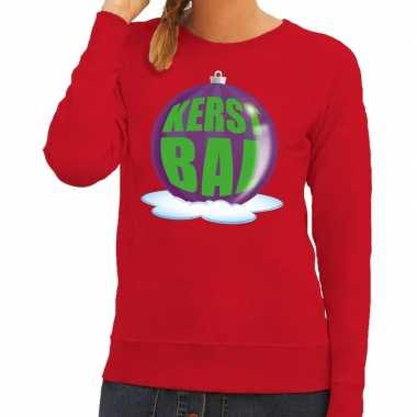 Lelijke feest kerst sweater paarse kerstbal rode sweater dames