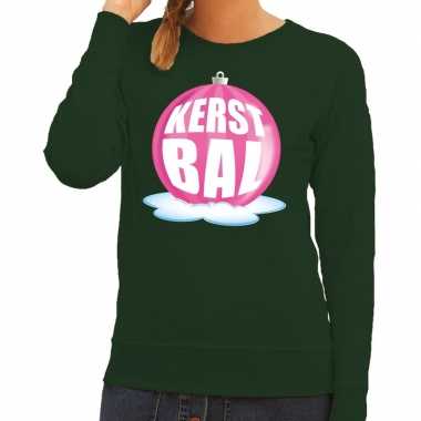 Lelijke feest kerst sweater roze kerstbal groene sweater dames