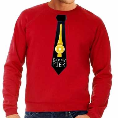 Lelijke kerst sweater suck my piek stropdas rood heren