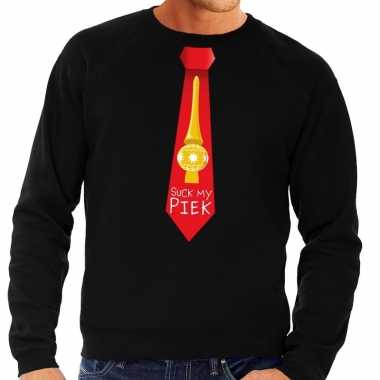 Lelijke kerst sweater suck my piek stropdas zwart heren