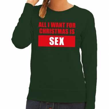 Lelijke kerstborrel trui groen all i want is sex dames
