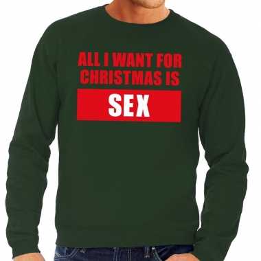 Lelijke kerstborrel trui groen all i want is sex heren