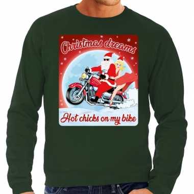Lelijke kerstborrel trui / kersttrui christmas dreams groen motorrijders heren