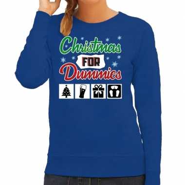 Lelijke kerstborrel trui / kersttrui christmas for dummies blauw dames