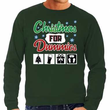 Lelijke kerstborrel trui / kersttrui christmas for dummies groen heren