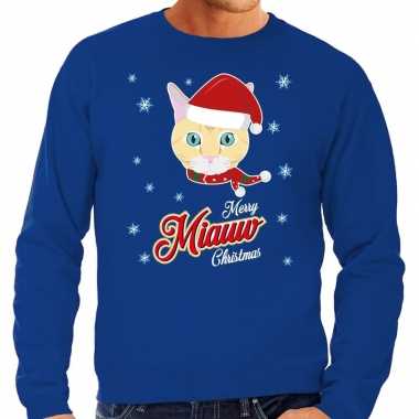 Lelijke kerstborrel trui / kersttrui i hate christmas songs / haat kerstmuziek blauw heren
