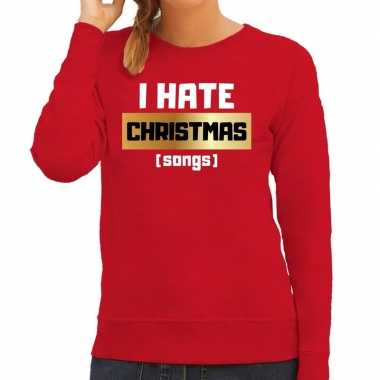 Lelijke kerstborrel trui / kersttrui i hate christmas songs / haat kerstmuziek rood dames