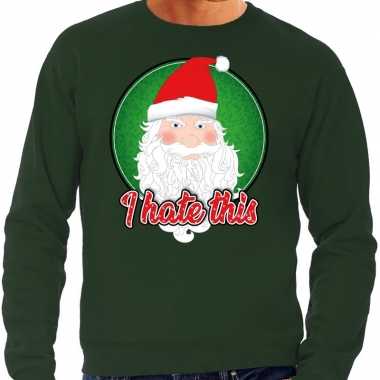 Lelijke kerstborrel trui / kersttrui i hate this groen heren