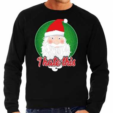 Lelijke kerstborrel trui / kersttrui i hate this zwart heren