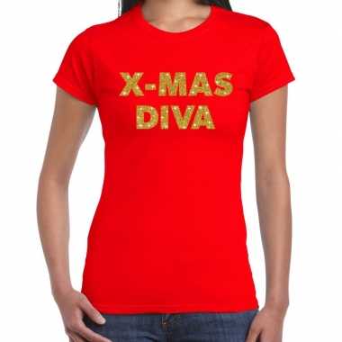Lelijke kerstborrel t trui / kersttrui x mas diva glitter goud rood dames