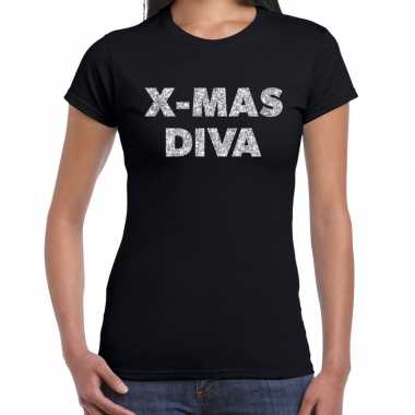 Lelijke kerstborrel t trui / kersttrui x mas diva glitter zilver zwart dames