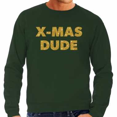 Lelijke kerstborrel trui / kersttrui x mas dude goud / groen heren