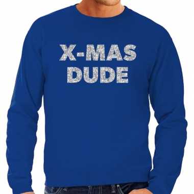 Lelijke kerstborrel trui / kersttrui x mas dude zilver / blauw heren