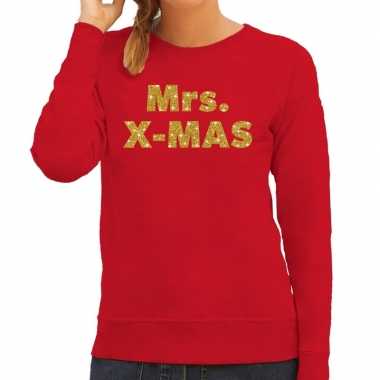 Lelijke kerstborrel trui / kersttrui mrs. x mas goud / rood dames