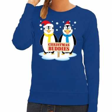 Lelijke kersttrui blauw pinguins dames