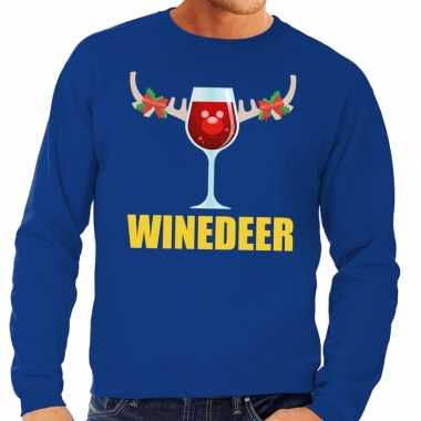 Lelijke kersttrui blauw wijntje heren