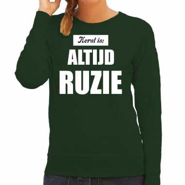 Lelijke kersttrui groen kerst is altijd ruzie kerstkleding dames