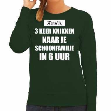 Lelijke kersttrui groen kerst is keer knikken naar schoonfamilie kerstkleding dames