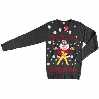 Lelijke kersttrui kerstman skis dames heren