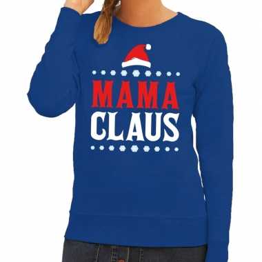 Lelijke kersttrui mama claus blauw dames / moeders