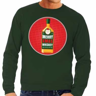 Lelijke kersttrui merry x mas whiskey groen heren