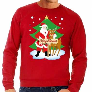 Lelijke kersttrui rood kerstman rudolf heren