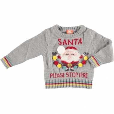 Lelijke kersttrui santa please stop here baby